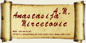 Anastasija Mirčetović vizit kartica